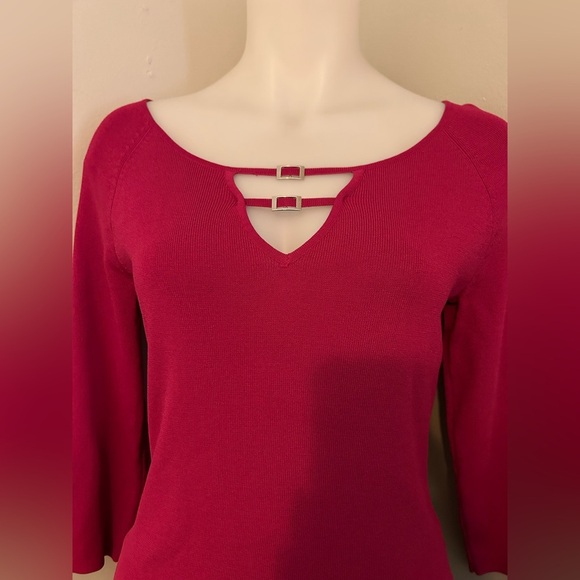 Cable & Gauge fuschia sz small women’s Spring sweater 3/4 sleeves, Easter, chic - Picture 2 of 9